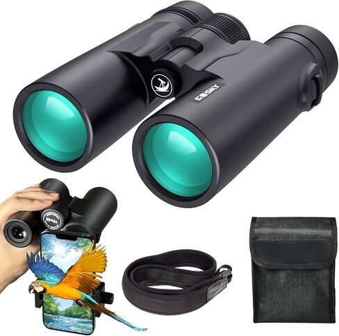 Gosky 10X42 HD Binoculars for Adults with Phone Adapter, High Power Binoculars with BAK4 Prism and FMC Lens, Waterproof Binoculars for Bird Watching Hunting Traveling Outdoor Sports in Saudi Arabia
