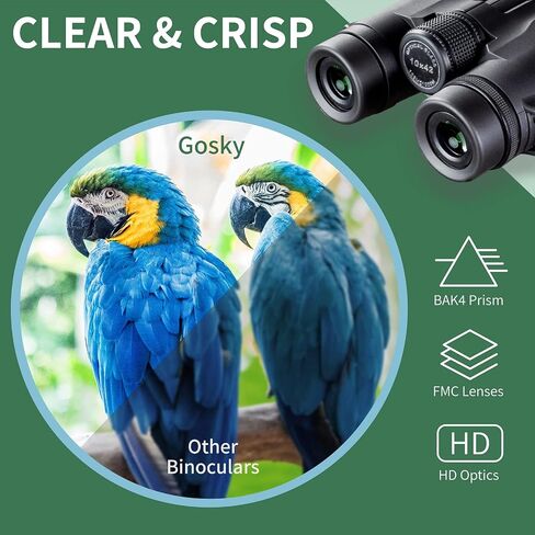 Gosky 10X42 HD Binoculars for Adults with Phone Adapter, High Power Binoculars with BAK4 Prism and FMC Lens, Waterproof Binoculars for Bird Watching Hunting Traveling Outdoor Sports in Saudi Arabia