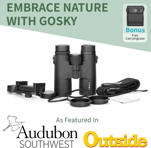 Gosky 10X42 HD Binoculars for Adults with Phone Adapter, High Power Binoculars with BAK4 Prism and FMC Lens, Waterproof Binoculars for Bird Watching Hunting Traveling Outdoor Sports in Saudi Arabia