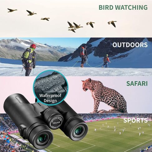 Gosky 10X42 HD Binoculars for Adults with Phone Adapter, High Power Binoculars with BAK4 Prism and FMC Lens, Waterproof Binoculars for Bird Watching Hunting Traveling Outdoor Sports in Saudi Arabia