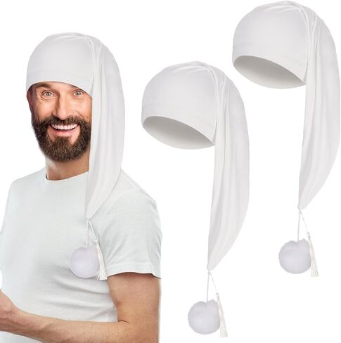 2 Pcs Night Sleeping Cap Men Adjustable Drawstring Sleep Night Cap with Pom Pom for Costume Daily Party Supplies in Saudi Arabia