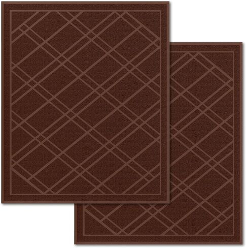 سجادة باب عالمية SlipToGrip، تصميم منقوش - رمادي، 42 × 35 - مضادة للانزلاق، متينة وقابلة للغسل، سجادة ترحيب للأرضيات الخارجية والداخلية - سجادة للمرآب والفناء والباب الأمامي، ماصة للغبار، قطعتان in Saudi Arabia