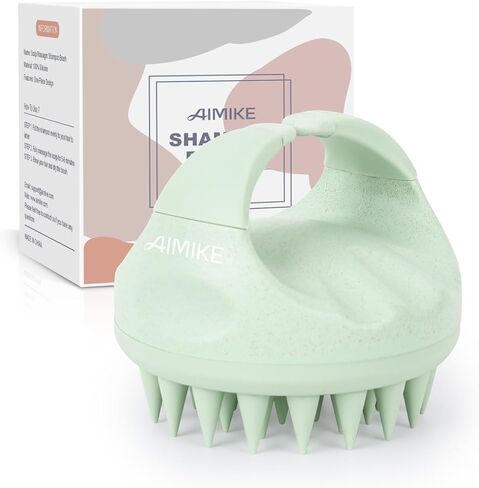 فرشاة شامبو لتدليك فروة الرأس من إيميك، منظف فروة الرأس لإزالة القشرة، فرشاة مقشر فروة الرأس مع السيليكون الناعم، مدلك فروة الرأس لنمو الشعر، فرشاة استحمام لفروة الرأس الجافة والرطبة، باللون الأخضر in Kuwait