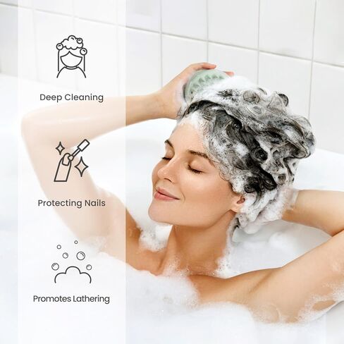 فرشاة شامبو لتدليك فروة الرأس من إيميك، منظف فروة الرأس لإزالة القشرة، فرشاة مقشر فروة الرأس مع السيليكون الناعم، مدلك فروة الرأس لنمو الشعر، فرشاة استحمام لفروة الرأس الجافة والرطبة، باللون الأخضر in Kuwait