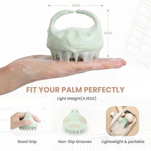 فرشاة شامبو لتدليك فروة الرأس من إيميك، منظف فروة الرأس لإزالة القشرة، فرشاة مقشر فروة الرأس مع السيليكون الناعم، مدلك فروة الرأس لنمو الشعر، فرشاة استحمام لفروة الرأس الجافة والرطبة، باللون الأخضر in Kuwait