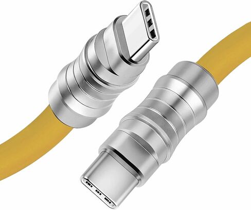 كابل WLGQ USB C إلى USB C، PD100W مادة سيليكون سائلة صديقة للبشرة، كابل شحن سريع لجهاز واجهة USB من النوع C، كابل شحن عالمي (أصفر - 10 أقدام) in Kuwait