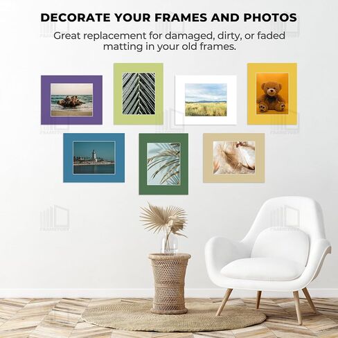 Frametory، سجادات صور مسبقة القطع مقاس 12 × 12 بألوان مختلطة للصور والمطبوعات والأعمال الفنية مقاس 8 × 8 - قطع مشطوفة بيضاء أساسية مقاس 7.5 × 7.5 فتحات إطار خالٍ من الأحماض بسمك 1.4 مم - عبوة من 12 قطعة in Kuwait