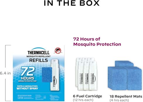 Thermacell طارد البعوض والحشرات المتعددة لمدة 96 ساعة؛ تتضمن 8 خراطيش وقود و24 سجادة طاردة؛ متوافق مع مبيدات Thermacell التي تعمل بالوقود؛ يطرد البعوض والنوسيوم والذباب الأسود in Saudi Arabia