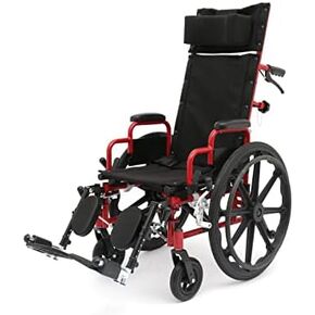 Ziggo Pro 14" Reclining Manual Wheelchair for Kids, Young Adults. Foldable Design Makes it Easy to Carry and Store. Eye-catching Colored Steel Frame with Straps & Desk Length Armrest in Saudi Arabia