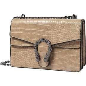 Shoulder Evening Bag for Women - Snake Printed Chain Strap Clutch Small Purse