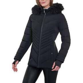 London Fog Women's Zip Front Active Puffer, Taupe
