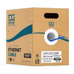 DG Cat6e Riser (CMR), 1000ft, UTP 24AWG, Solid Bare Copper, 600MHz, ETL Listed, Bulk Ethernet Cable, White
