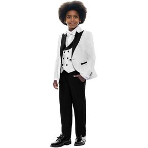 Jacquard Suit for Boys 3 Piece, Slim Fit Formal Boys Suit Wedding Dress Clothes Ring Bearer Outfit