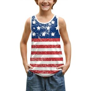 BesserBay Unisex Kid's 4th of July Tank Top American Flag Patriotic Cotton Sleeveless Shirt 1-14 Years