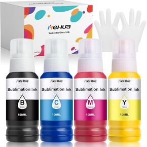 hehua Sublimation Ink Auto Refill Bottles Compatible for ET-2400 ET-2720 ET-2760 ET-4760 ET-4800 ET-2800 ET-2803 ET-2850 ET-15000 Inkjet Printers Heat Press Transfer on Mugs T-Shirts (440ML, 4 Pack)