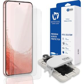 [Glass 2Pack + UV Lamp Included] Whitestone Dome Glass Screen Protector for Samsung Galaxy S22 Ultra, [Easy to Install Kit] - Two Pack