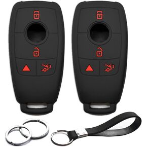 2pcs Compatible with Mercedes-Benz Silicone FOB Key Case Cover Protector Keyless Remote Holder for 2019 Mercedes-Benz E300 E450 E53 AMG E63 AMG, 2017 2018 Benz E Class E43 AMG E200 E250 E400 E500