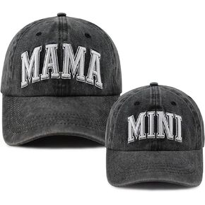 2PCS Mama and Mini Matching Baseball Cap, Adjustable Washed Cotton Embroidered Parent-Child Hat