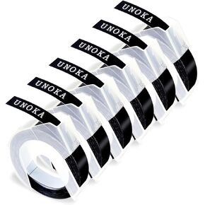 UNOKA Embossing Tape Compatible for Dymo Organizer Xpress Label Maker Refills, 3/8 3D Plastic Colored, Neon Pink/Orange/Green/Red/Blue/Black for Dymo S0717930 Omega Junior Embosser, 6 Pack