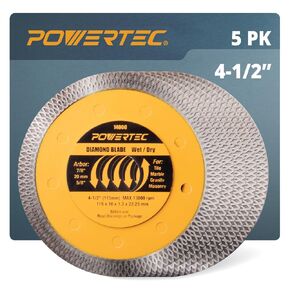 POWERTEC 14001V 7" Diamond Blade for Tile Saw, Diamond Saw Blades for Cutting Tile, Granite, Marble and Thin Masonry, 1 Pack