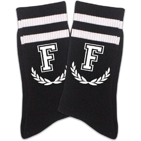 Men's Novelty Socks - Retro Striped Crew Socks, Vintage Style Letter Printed, Graduation Gift.