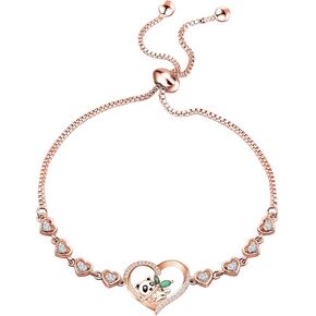 TGBJE Adjustable Panda Bracelet Panda Jewelry Animal Panda Lover Gift Heart Panda Charm Bracelet for Girl Woman