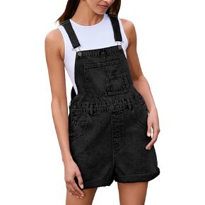 Glamaker Denim Overall Shorts for Women Casual Denim Romper Jean Short Overalls Loose Fit Denim Jumpsuit Summer Outfits