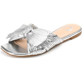 Journee Collection Womens Serlina Tru Comfort Foam Slide Low Block Heel Sandals Silver 7 Medium WOMENS US