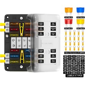 pseqt 16 طريقة كتلة الصمامات مع شريط الناقل الإيجابي والسلبي 12 فولت 24 فولت حامل فيوز الشفرة atc/ato صندوق الصمامات القياسي مع غطاء مقاوم للماء لشاحنة مقطورة السيارات السيارات rv الثلج بيك اب شاحنة التخييم