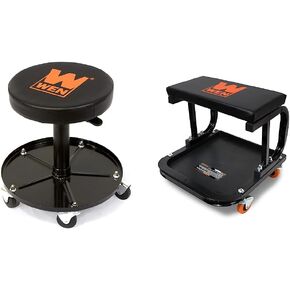 WEN Pneumatic Rolling Mechanic Stools with Padded Seats and Storage in Saudi Arabia
