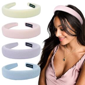 WOVOWOVO Leather Headband for Women - 4Pcs Wide Headbands Fashion Thick Hair Head Bands Diademas Para Mujer De Moda Hair Accessories