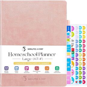 Homeschool Planner 2025 - Undated Teacher & Lesson Plan Book, Home School Planner for Mom, Large 8.5 * 11' Weekly Monthly Daily Family & Homeschool Organization - Black
