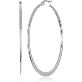 Amazon Essentials Stainless Steel Flattened Hoop Earrings (40mm)