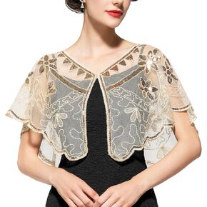 Women's 1920s Shawl Wraps,Sequin Flapper Evening Shawls for women Gatsby Accessories for Harlem Night