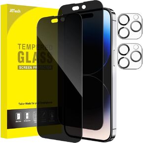 JETec5 Privacy Full Coverage Screen Protector for iPhone 14 Plus 6.7-Inch with Camera Lens Protector, Anti-Spy Tempered Glass Film, 2-Pack Each