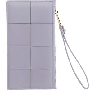 Woven Sheepskin leather Wristlet Purse for Women, Fashion Wrislet Handbags and Slim Removable Wristlet Long Wallet