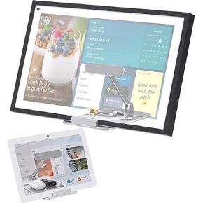 حامل Laivli من الألومنيوم Echo Show 15، حامل إمالة لعرض Echo Show 15، حامل قابل للتعديل قابل للطي مع منظم صينية، جهاز سهل التبديل في الوضع الرأسي والأفقي، فضي