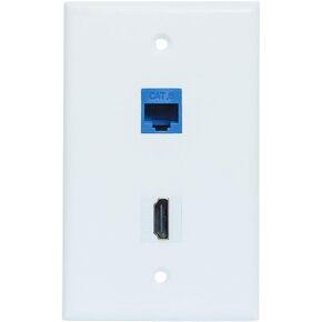 HDMI CAT6 Ethernet Wall Plate Black - 4K HDMI CAT 6 RJ45 Cover Plate Female to Female Pass Through Faceplate for HDTV