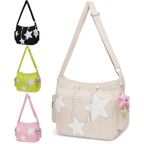 Cute Tote Bag for Women, Aesthetic Canvas Crossbody Bag Y2k Star Hobo Shoulder Purse Kawaii Zipper Messenger Bag in Kuwait