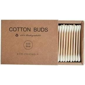 2000 PCs Premium Cotton Swab Q-tips Natural Cotton Bud Biodegradable Organic Perfect for Ear Wax Removal/Arts & Crafts/Removing Dust & Dirt (200PCs,Black)