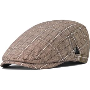 Newsboy Hat for Men Adjustable Plaid Ivy Flat Cap Gatsby Cabbie Driving Hat