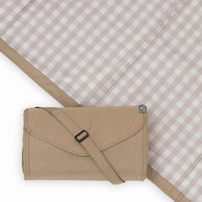Little Unicorn Outdoor Family Picnic & Beach Blanket, Water-Resistant, Compact Fold, 5 x 5 feet, (Beige Buffalo Check)