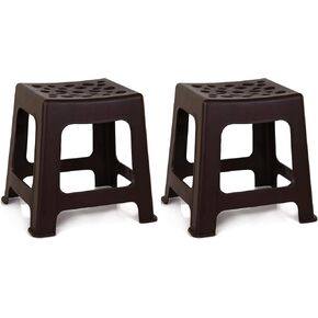 Mintra Home Light Duty Plastic Stools 2pk (18in Height, Forest Green)
