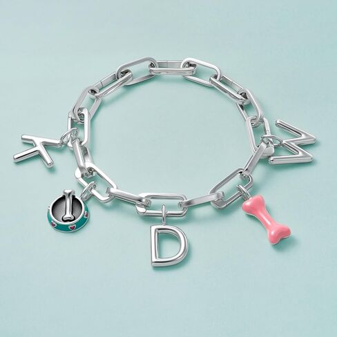 SCAMPER & CO .925 Sterling Silver Carabiner Charm Bracelet for Women, Rhodium/Gold Plated, Compatible Gift Charms for Her in Saudi Arabia