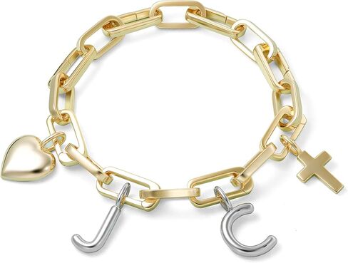 SCAMPER & CO .925 Sterling Silver Carabiner Charm Bracelet for Women, Rhodium/Gold Plated, Compatible Gift Charms for Her in Saudi Arabia
