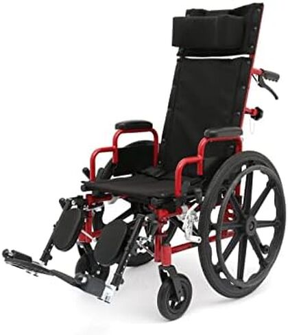Ziggo Pro 14" Reclining Manual Wheelchair for Kids, Young Adults. Foldable Design Makes it Easy to Carry and Store. Eye-catching Colored Steel Frame with Straps & Desk Length Armrest in Kuwait