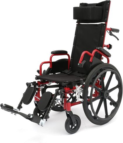 Ziggo Pro 14" Reclining Manual Wheelchair for Kids, Young Adults. Foldable Design Makes it Easy to Carry and Store. Eye-catching Colored Steel Frame with Straps & Desk Length Armrest in Kuwait
