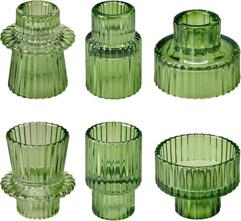 مجموعة حوامل شمعدان كهرمان مكونة من 6 حوامل شموع لديكور الطاولة المركزية وديكور المنزل وحامل شموع ضوء الشاي وحامل شموع نذري لعصي الشموع المستدقة القياسية والشموع العمودية لتناول طعام الزفاف in Kuwait