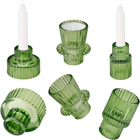 مجموعة حوامل شمعدان كهرمان مكونة من 6 حوامل شموع لديكور الطاولة المركزية وديكور المنزل وحامل شموع ضوء الشاي وحامل شموع نذري لعصي الشموع المستدقة القياسية والشموع العمودية لتناول طعام الزفاف in Kuwait