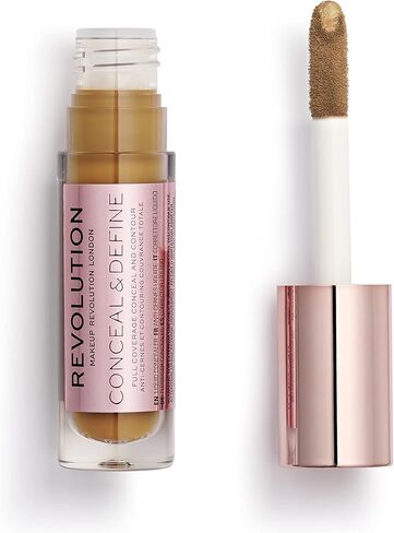 Makeup Revolution Conceal & Define Concealer, Full Coverage Makeup Concealer, Matte Finish & Long Wear, For Dark or Deep Skin Tones, Vegan, C16, 4ml in Saudi Arabia